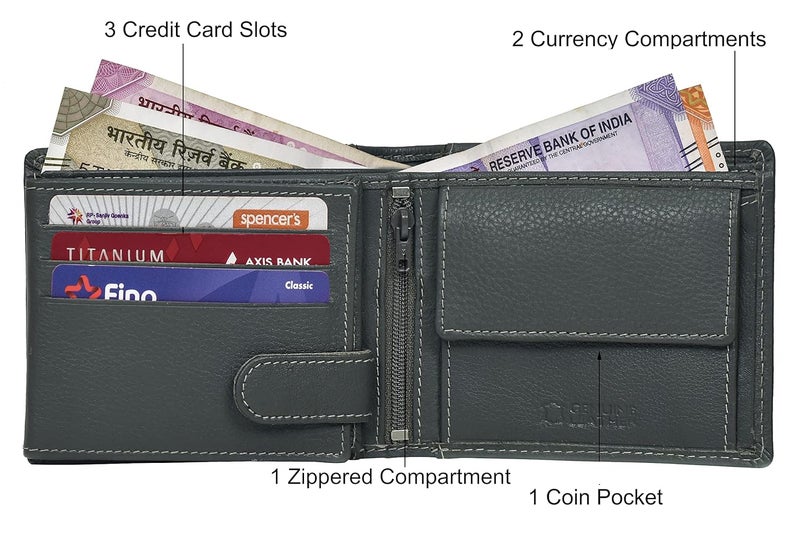 URBANFOREST محفظة أوليفر رمادية جلدية للرجال - Image 3