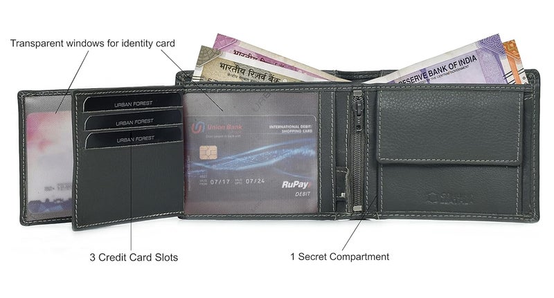 URBANFOREST محفظة أوليفر رمادية جلدية للرجال - Image 4