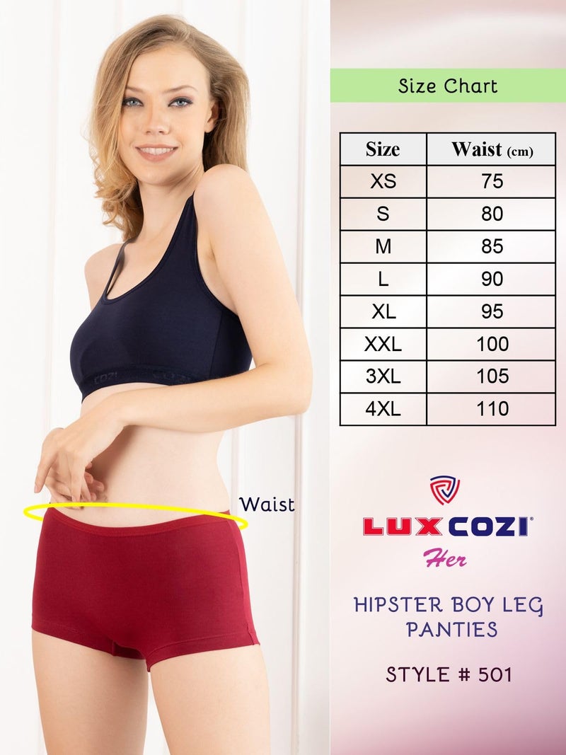 Lux Cozi for Her Women's Boy Shorts Panty_COZIHER_501_PTY_AST_80_4PC - Image 2