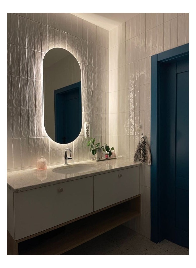 Generic White Led Wall Mirrors 100X50X3Cm  White  - Image 2
