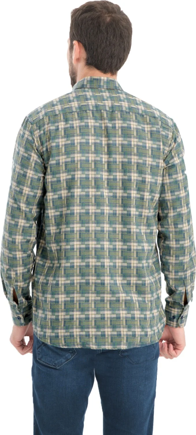 فاريتا Men's Forest Green Checkered Winter Woolen Pocket Wide Cut Shirt
