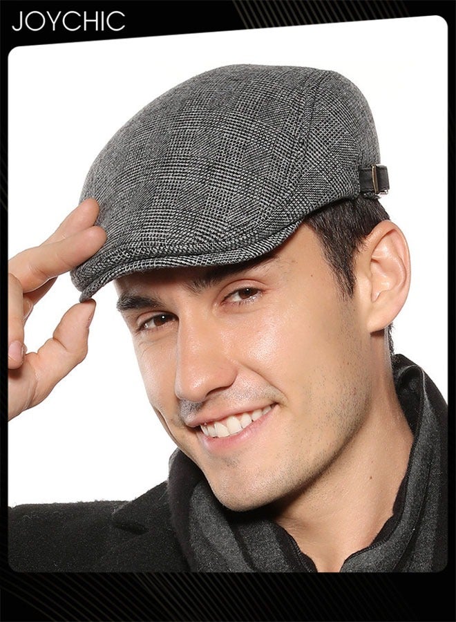 Joychic قبعة بيك كلاسيكية للرجال قبعة مسطحة قبعة أخبار بيري قبعة عادية واقية من الشمس قبعة صوفية مسطحة - Image 1