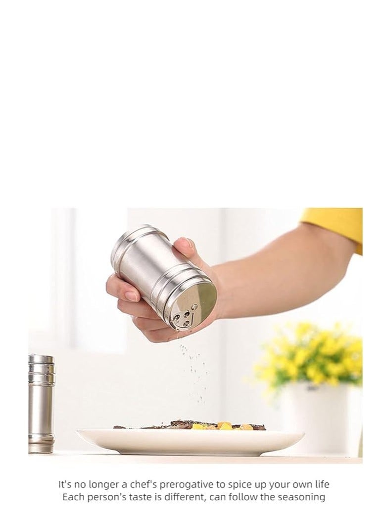 سبيس شوب توابل فولاذية مكونة من 3 قطع من علب توابل موزع توابل من الفولاذ المقاوم للصدأ مع غطاء دوار - Image 2
