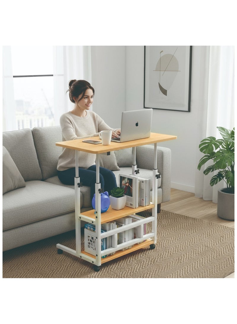 Yolu Adjustable Home Office Desk,Portable Bedside Laptop Table, Height-Adjustable Study Computer Desk for Small Spaces, Movable Sofa Side Table on Wheels - Image 5