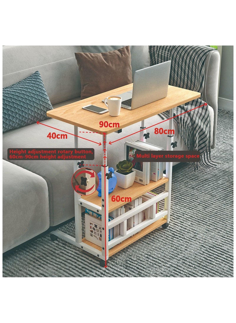 Yolu Adjustable Home Office Desk,Portable Bedside Laptop Table, Height-Adjustable Study Computer Desk for Small Spaces, Movable Sofa Side Table on Wheels - Image 3
