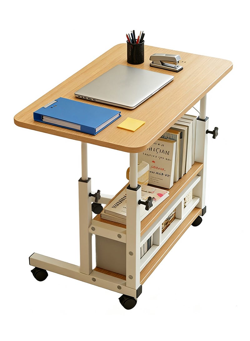 Yolu Adjustable Home Office Desk,Portable Bedside Laptop Table, Height-Adjustable Study Computer Desk for Small Spaces, Movable Sofa Side Table on Wheels - Image 1
