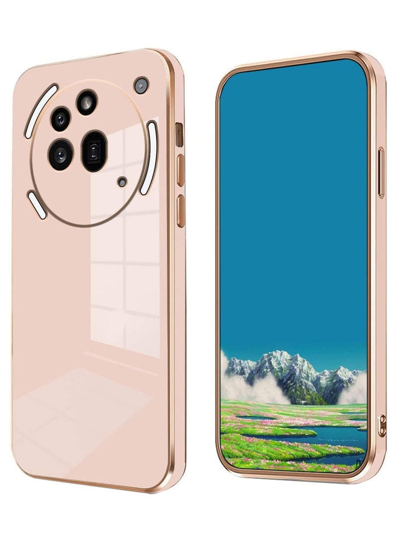 smooth veneer gold plated chrome, Pink Thin and smooth shock-proof full protection Nothing Phone 3A pro case-Pink - Image 1