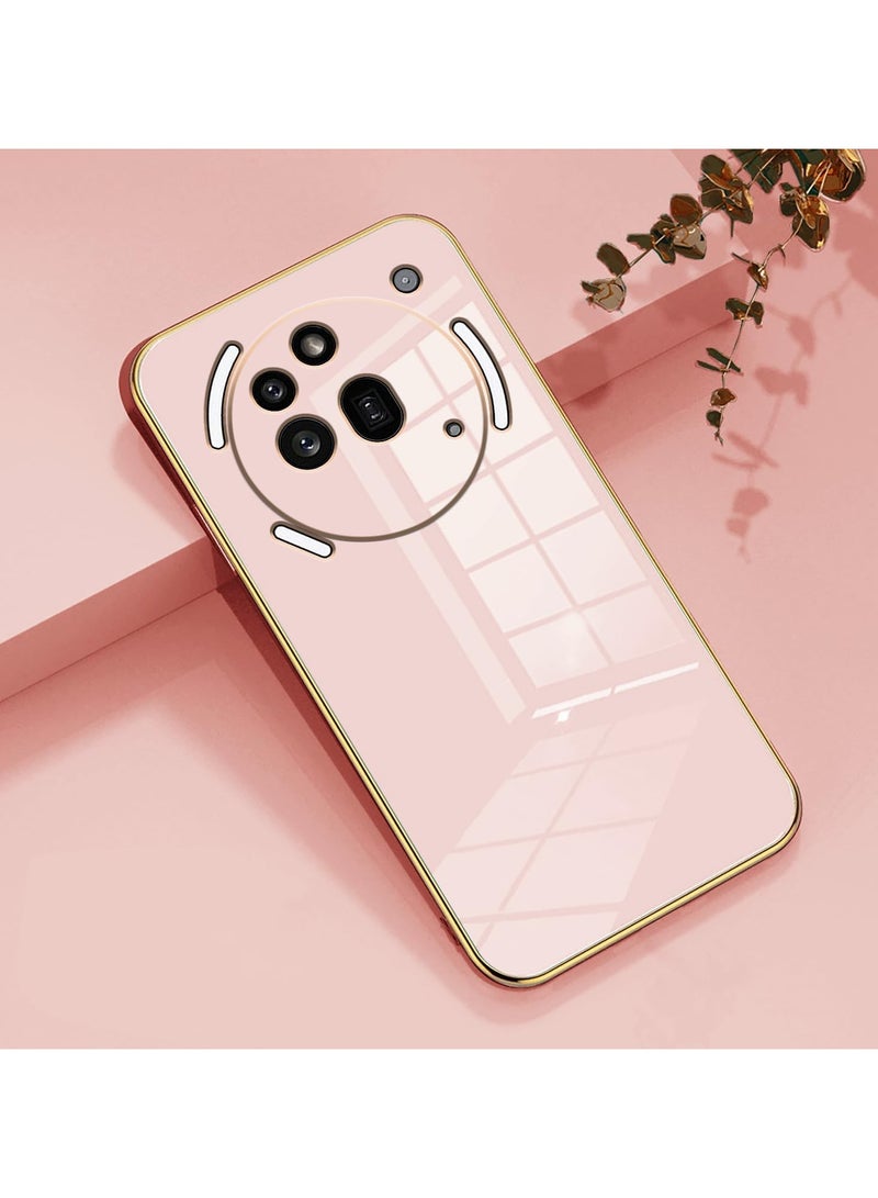 smooth veneer gold plated chrome, Pink Thin and smooth shock-proof full protection Nothing Phone 3A pro case-Pink - Image 2