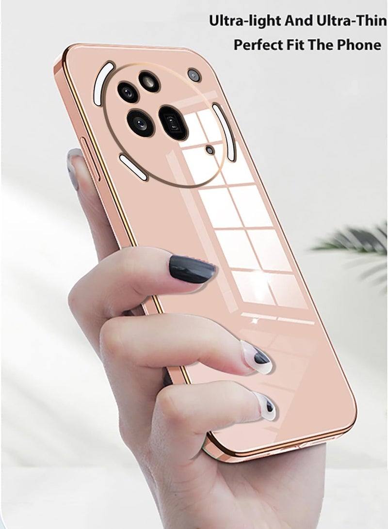 smooth veneer gold plated chrome, Pink Thin and smooth shock-proof full protection Nothing Phone 3A pro case-Pink - Image 3