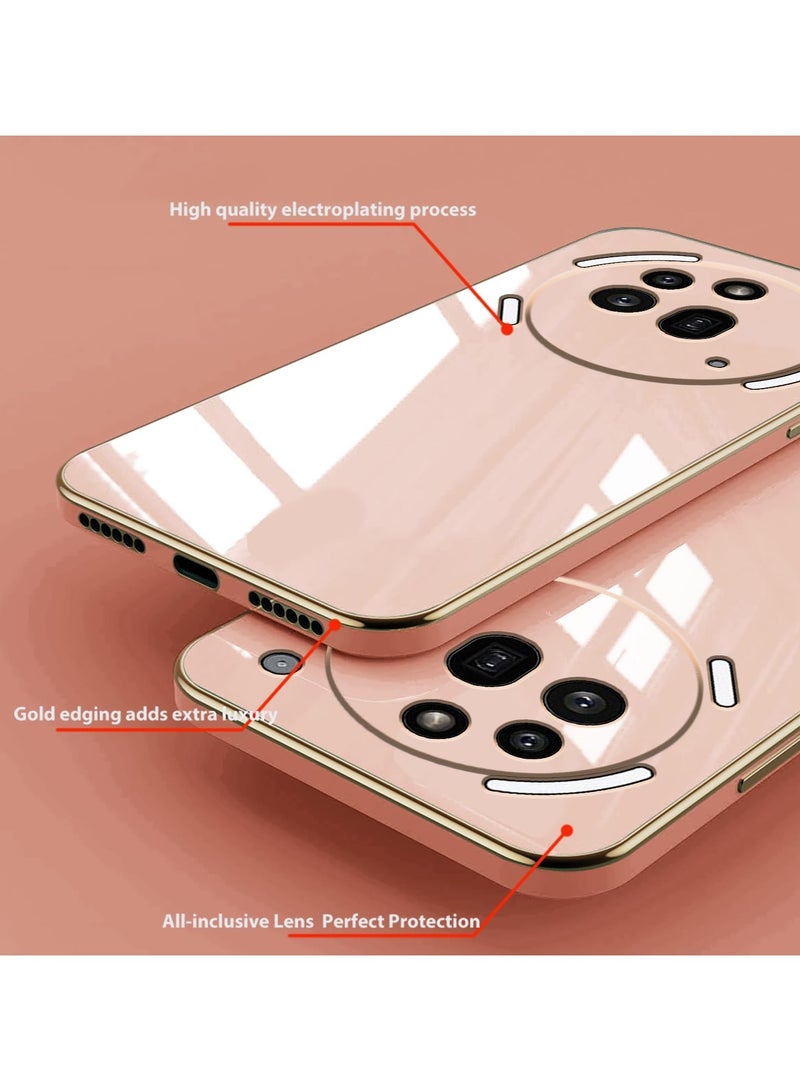 smooth veneer gold plated chrome, Pink Thin and smooth shock-proof full protection Nothing Phone 3A pro case-Pink - Image 4