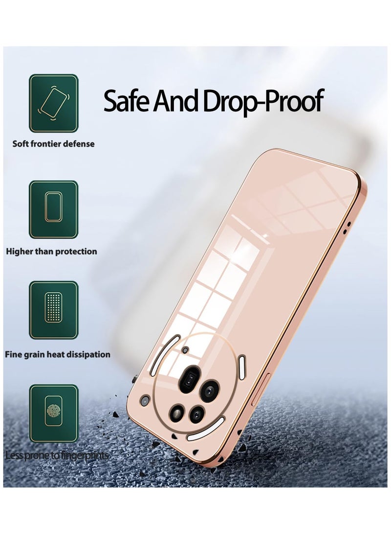 smooth veneer gold plated chrome, Pink Thin and smooth shock-proof full protection Nothing Phone 3A pro case-Pink - Image 5