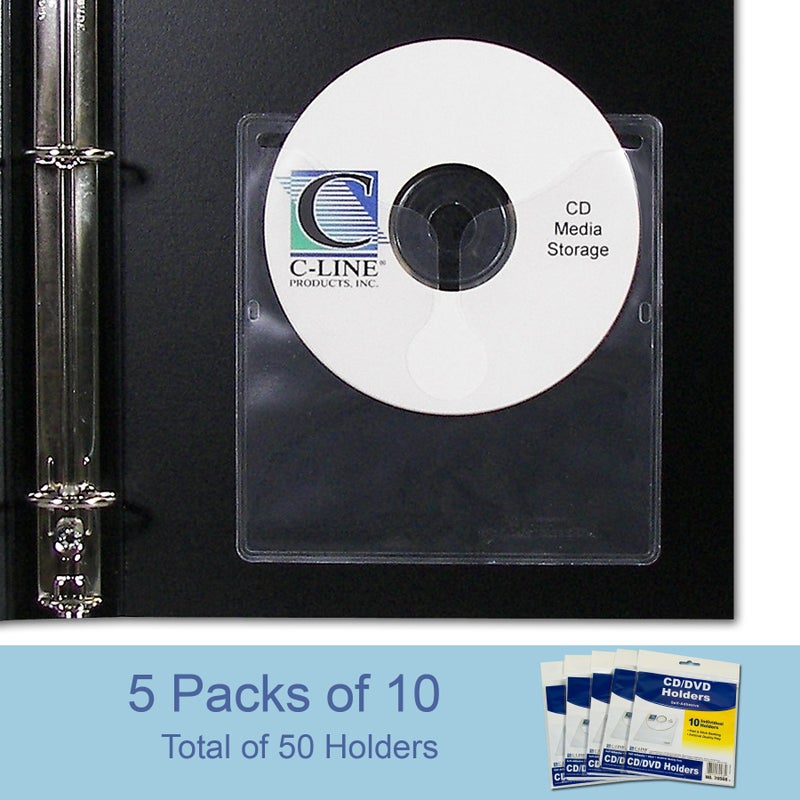 C-Line Self-Adhesive CD Holder, 5.33 X 5.66 Inches, Clear, 5 Packs of 10 Sheets, 50 Total (70568-5) - Image 4