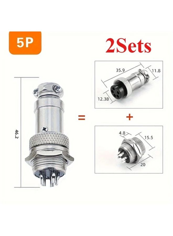 GX16 موصل الطيران 5P 2 مجموعة ذكر وأنثى قطر 16 ملم - Image 1