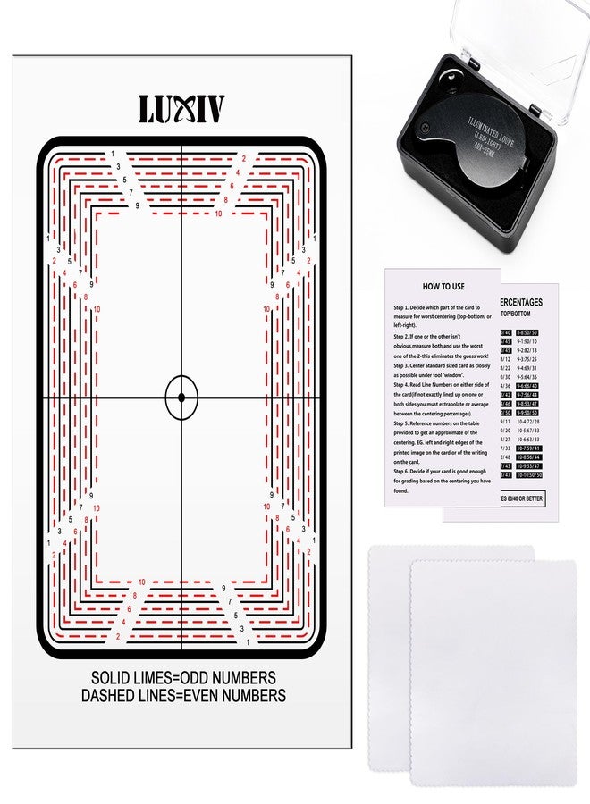 Luxiv Card Grading Centering Tool Kit, Card Center Tool with 30X Magnifying Implement, 2 Pcs Clean Cloth, Centering Guide Center Equipment (Rounded Corner) - Image 1