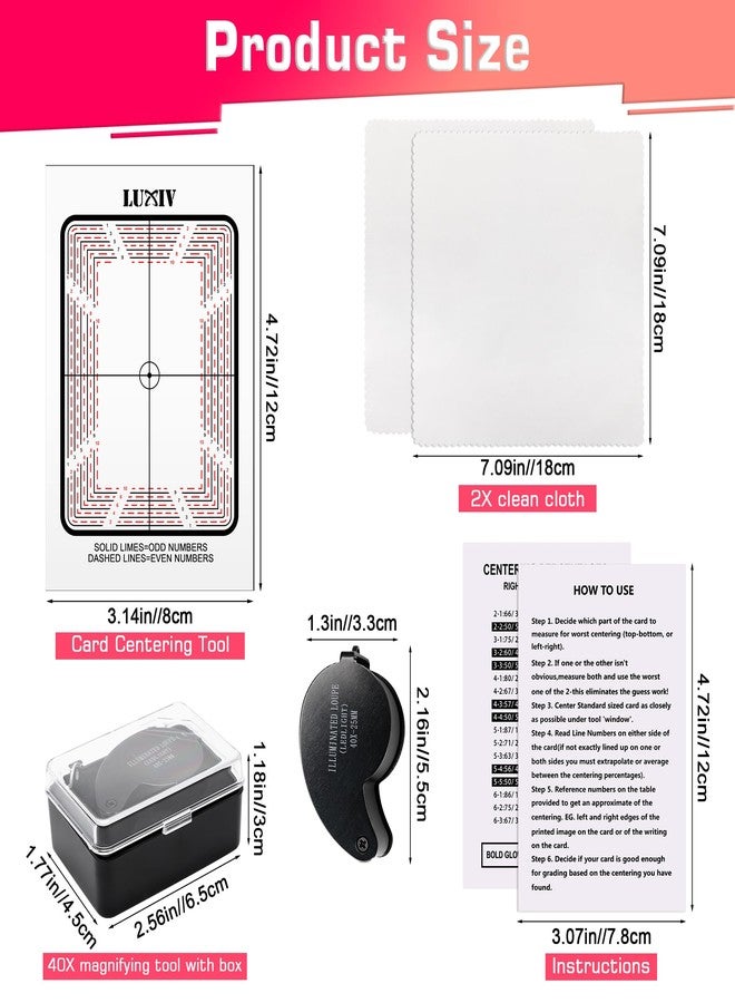 Luxiv Card Grading Centering Tool Kit, Card Center Tool with 30X Magnifying Implement, 2 Pcs Clean Cloth, Centering Guide Center Equipment (Rounded Corner) - Image 2