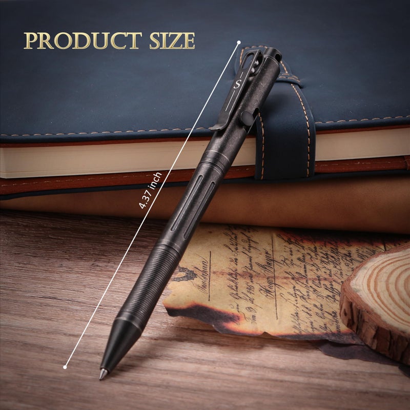 SMOOTHERPRO Titanium Bolt Action Pen Compatible with Pilot G2 Refill Stainless Steel Pocket Clip for EDC Signature Business Writing Journaling Sandblasted Gray(RG340) - Image 2