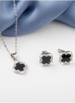 J.Rosée Swarovski Elements Crystal 18K Gold Plated 925 Sterling Silver Four Leaf Clover Pendant Necklace and Studs Earrings J.Rosée Fashion Jewelry Sets for Women Gift Packing JR-1019  - Image 2