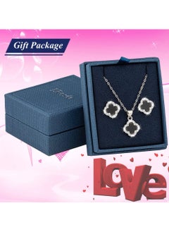 J.Rosée Swarovski Elements Crystal 18K Gold Plated 925 Sterling Silver Four Leaf Clover Pendant Necklace and Studs Earrings J.Rosée Fashion Jewelry Sets for Women Gift Packing JR-1019  - Image 4