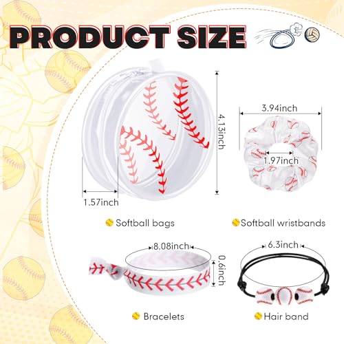 Baderke 48 Pcs Baseball Gifts for Team Party Favors Baseball Goodie Bag Include 4 Mini Cosmetics Makeup Bag Hair Scrunchies Satin Ties Bracelet for Girl Woman Player Teams Gifts White - Image 3