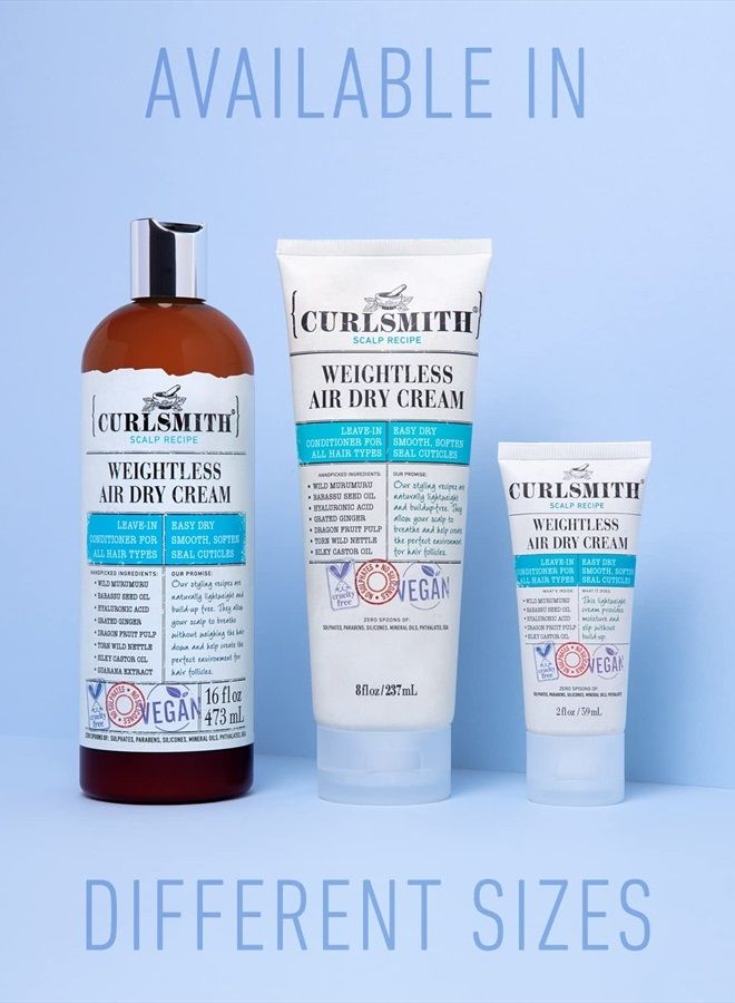 CURLSMITH Curlsmith - Weightless Air Dry Cream - Vegan Leave-In Conditioner for Any Hair Type, Smooths Hair (8 fl oz) - Image 5