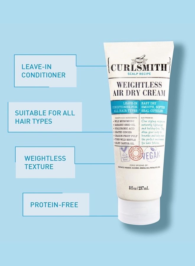 CURLSMITH Curlsmith - Weightless Air Dry Cream - Vegan Leave-In Conditioner for Any Hair Type, Smooths Hair (8 fl oz) - Image 4