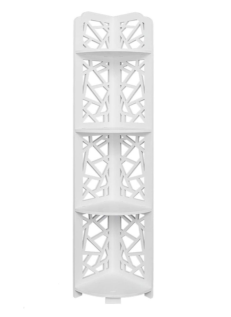 Generic 4 Tier Bathroom Corner Shelf Storage Rack Bathtub Telescopic Shampoo Soap Organiser with Towel Holder Corner Stand White  - Image 4