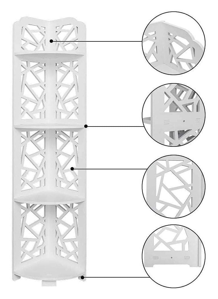 Generic 4 Tier Bathroom Corner Shelf Storage Rack Bathtub Telescopic Shampoo Soap Organiser with Towel Holder Corner Stand White  - Image 5