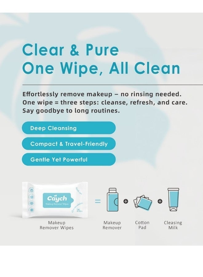 CAYCH Makeup Remover Wipes 25 x 4 - 100 Sheets, Deep Cleansing Facial Wipes, Removes Waterproof Makeup, Gentle and Hypoallergenic - Image 4