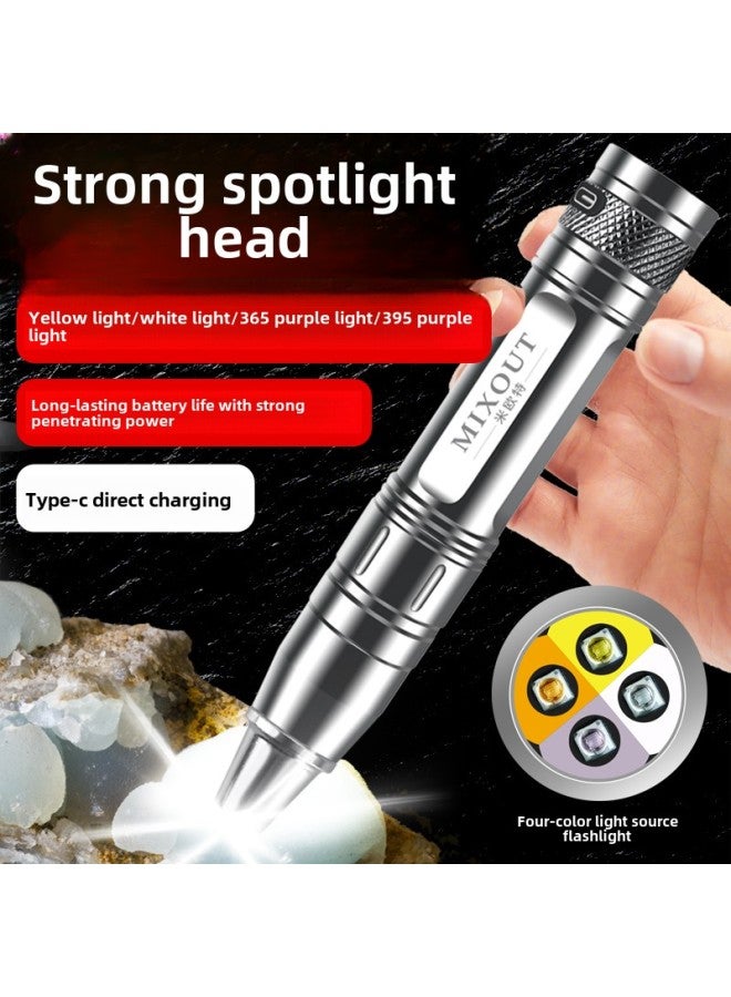 Jade Identification Flashlight, Strong Light, Jewelry, Jade, Professional Identification, Beeswax 365 Purple Light-Product Specifications:[double-head Identification] Lcd Digital Display With Six Light Sources And Small Head/ink Jade Black + 40 Times Purple Light Emission  - Image 3