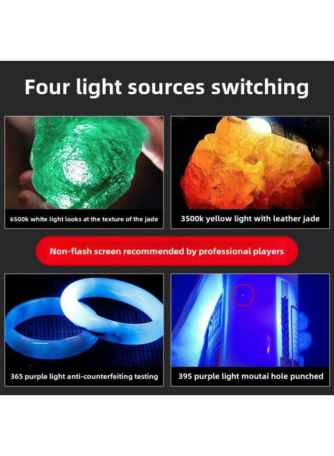 Jade Identification Flashlight, Strong Light, Jewelry, Jade, Professional Identification, Beeswax 365 Purple Light-Product Specifications:[double-head Identification] Lcd Digital Display With Six Light Sources And Small Head/ink Jade Black + 40 Times Purple Light Emission  - Image 4