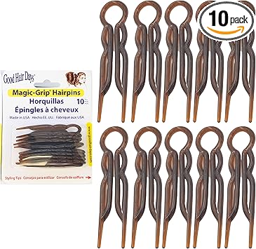 Good Hair Days Hair Pins Plastic Ushaped Magic Grip Hairpins Strong Durable Pins For Fine Thick Long Hair Hair Styling Accessories Set of 10 Tortoise Shell - Image 1
