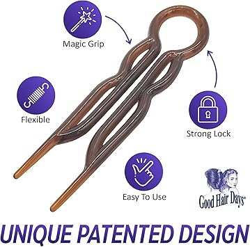 Good Hair Days Hair Pins Plastic Ushaped Magic Grip Hairpins Strong Durable Pins For Fine Thick Long Hair Hair Styling Accessories Set of 10 Tortoise Shell - Image 5