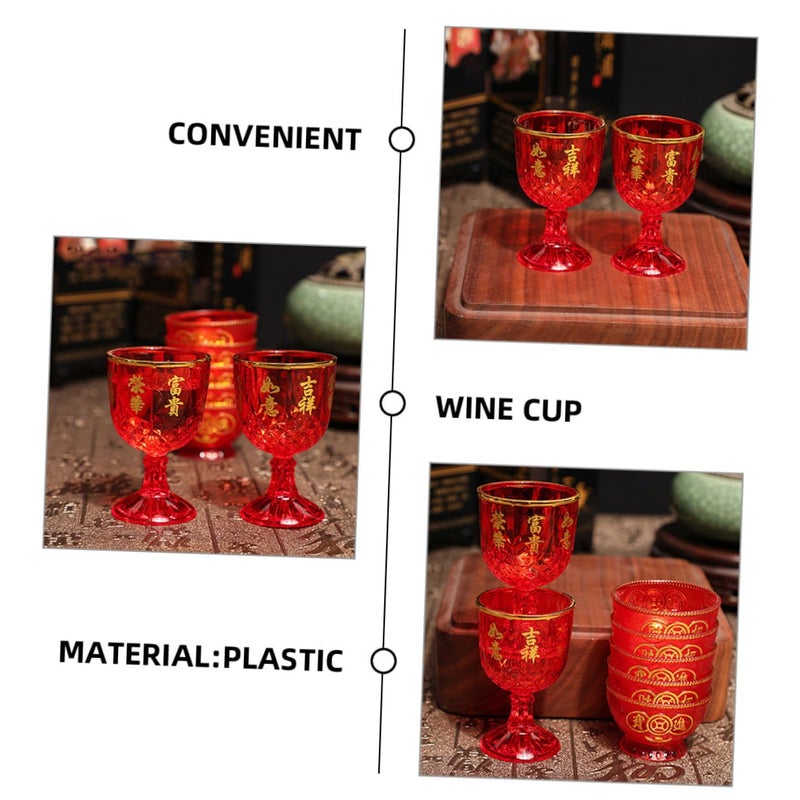 12pcs Red Plastic Small Wine Cups 40ml For Wedding Party Celebration Toasting - Image 4