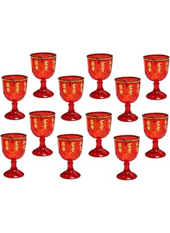 12pcs Red Plastic Small Wine Cups 40ml For Wedding Party Celebration Toasting - Image 1