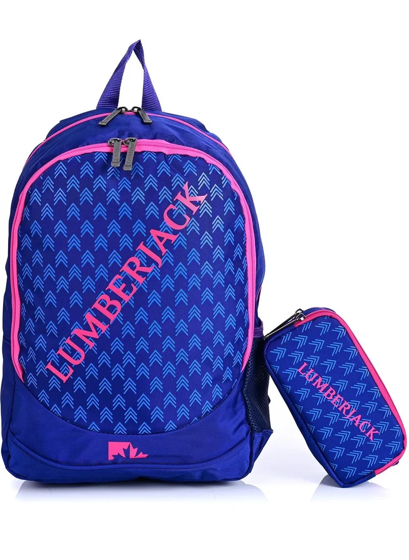 لامبرجاك 20308 School Backpack with Pencil Holder Set Navy Blue-Pink
