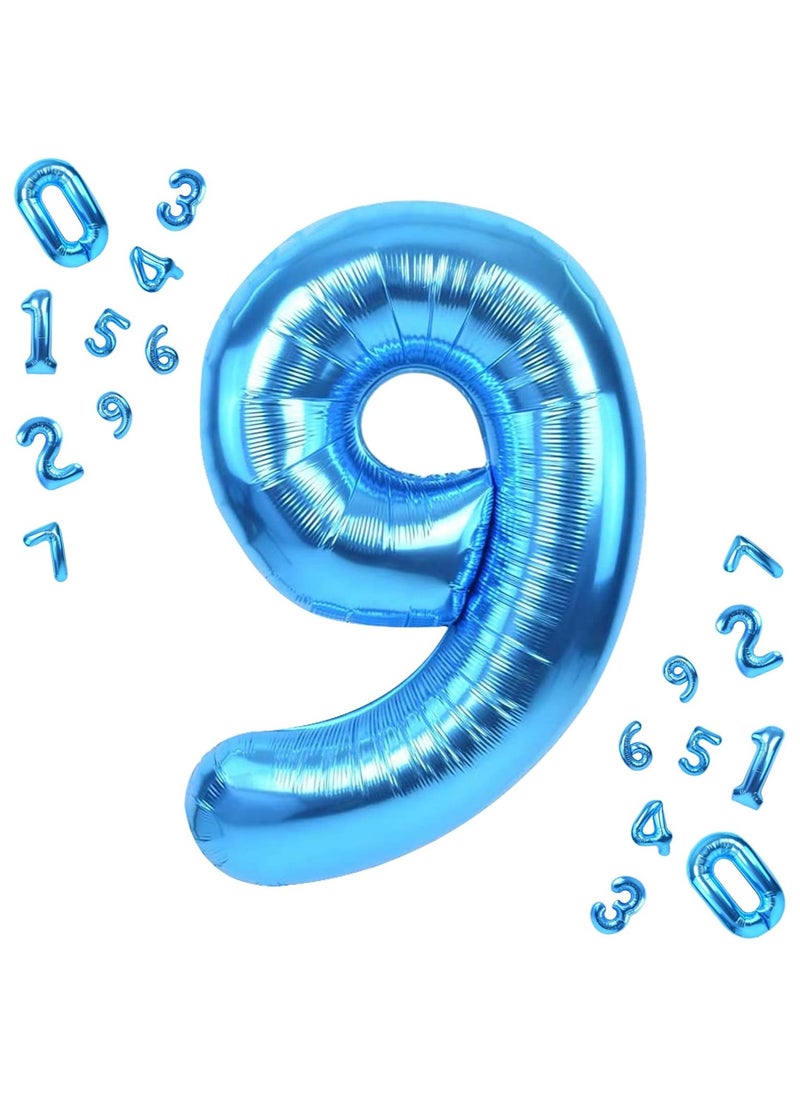 KATCHON Blue Number 9 Foil Balloon For 9th Birthday Decoration  - Image 1