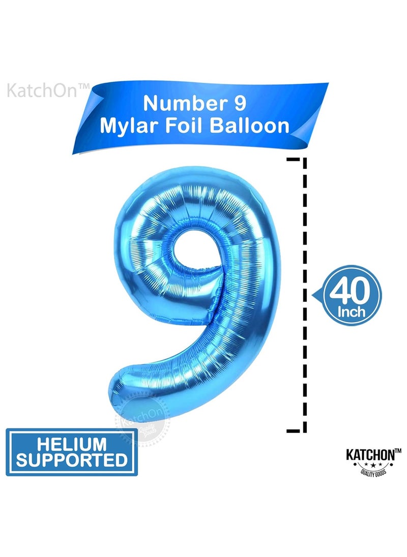 KATCHON Blue Number 9 Foil Balloon For 9th Birthday Decoration  - Image 2