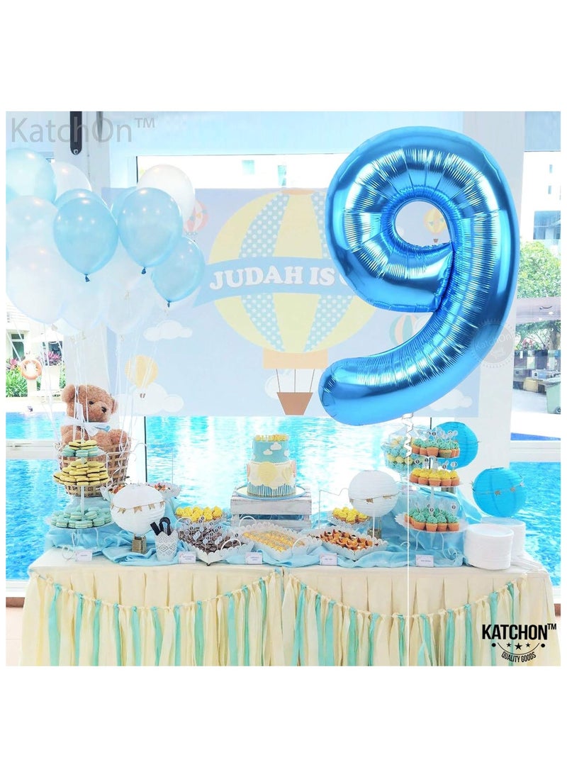 KATCHON Blue Number 9 Foil Balloon For 9th Birthday Decoration  - Image 4