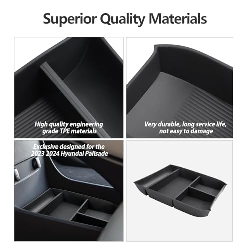 LUWU 2025 Palisade Organizer for 2020 2021 2022 2023 2024 2025 Hyundai Palisade SE/SEL/XRT/Limited/Calligraphy Center Console Organizer Under Armrest Organizer Insert Tray 2025 Palisade Accessories 2PCS - Image 5