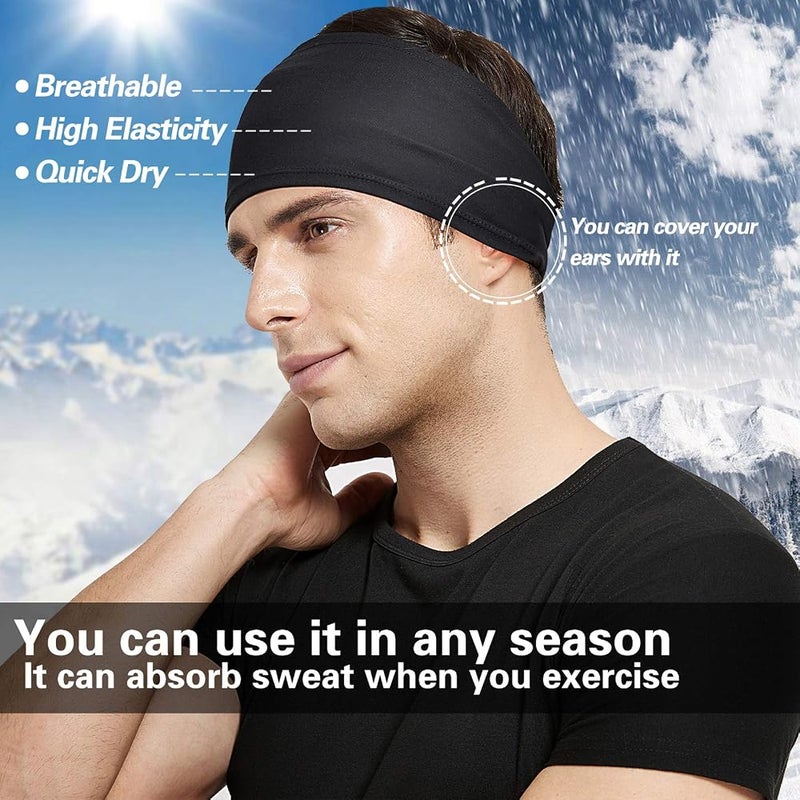 Acozycoo Mens Running Headband,5Pack,Mens Sweatband Sports Headband for Running,Cycling,Basketball,Yoga,Fitness Workout Stretchy Unisex Hairband - Image 3