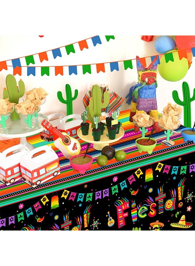 JS 3 Pcs Fiesta Party Tablecloth, Fiesta Tablecloth Set Cinco de Mayo Table Covers for Fiesta Party Decorations (Size: 274cm×137cm/107.8"× 54") - Image 4