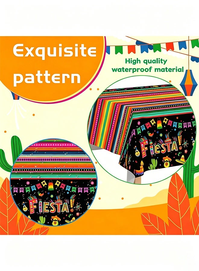 JS 3 Pcs Fiesta Party Tablecloth, Fiesta Tablecloth Set Cinco de Mayo Table Covers for Fiesta Party Decorations (Size: 274cm×137cm/107.8"× 54") - Image 2