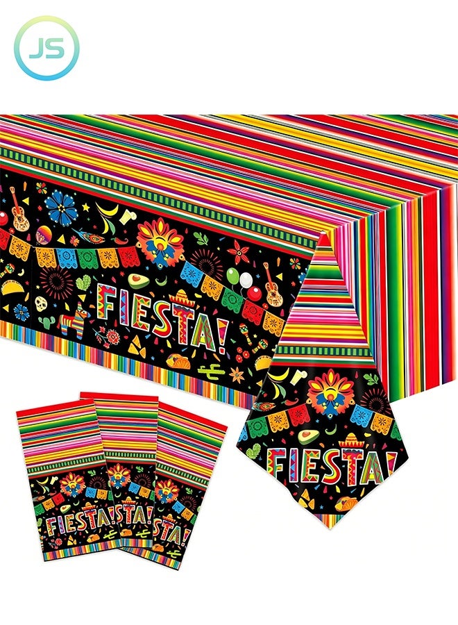 JS 3 Pcs Fiesta Party Tablecloth, Fiesta Tablecloth Set Cinco de Mayo Table Covers for Fiesta Party Decorations (Size: 274cm×137cm/107.8"× 54") - Image 1