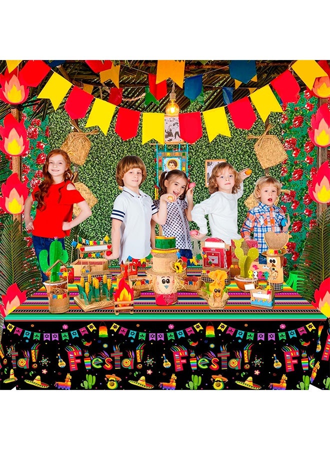 JS 3 Pcs Fiesta Party Tablecloth, Fiesta Tablecloth Set Cinco de Mayo Table Covers for Fiesta Party Decorations (Size: 274cm×137cm/107.8"× 54") - Image 5