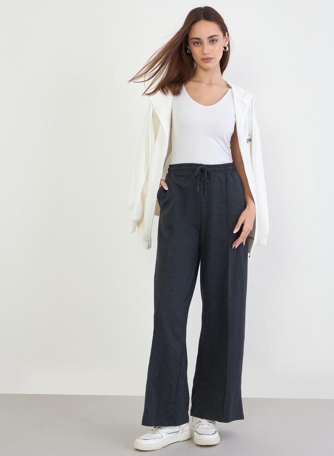 Styli Women Charcoal Wide Leg Joggers - Image 1