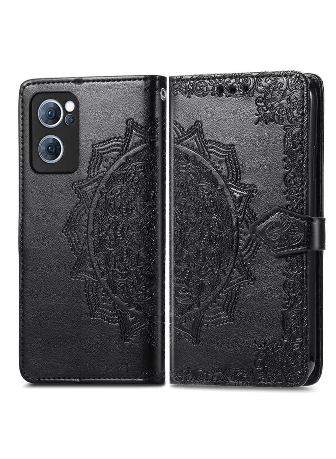 اس-توب جراب لهاتف OPPO Reno7 5G جراب هاتف جلدي قابل للطي منقوش عليه زهرة ماندالا - Image 2