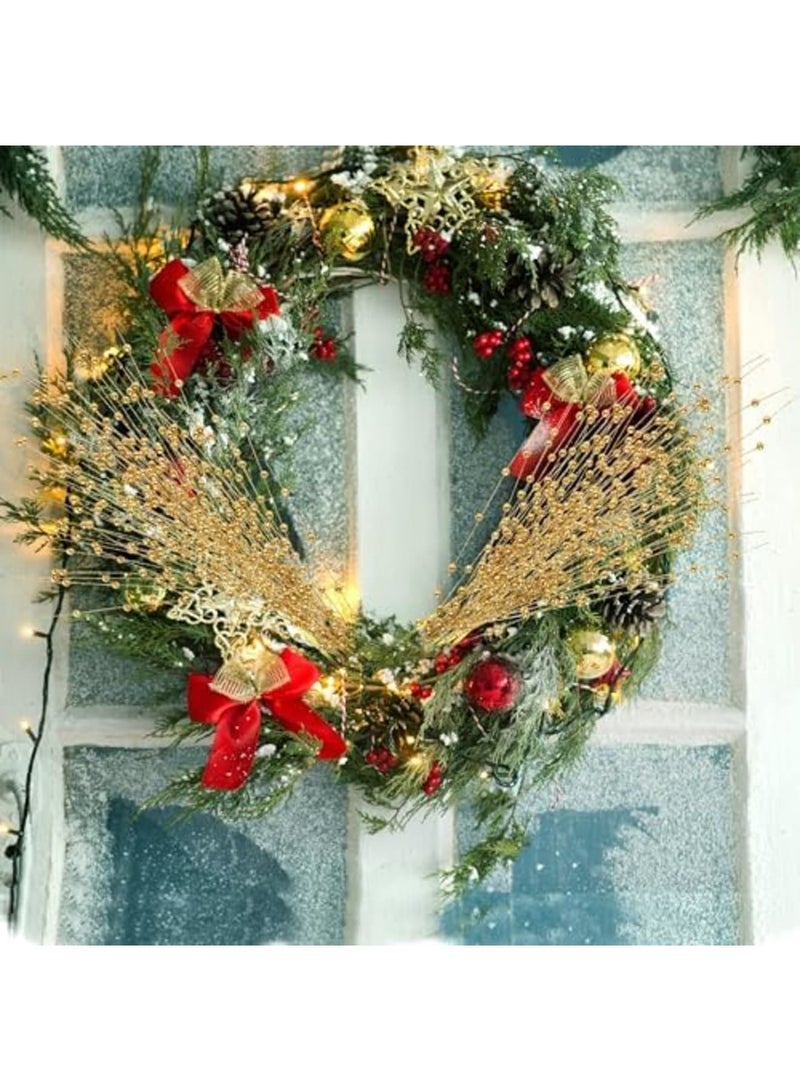 SYOSI 15 Pack Artificial Glitter Berry Stem Ornaments 17 Inches Fake Picks Decorative Glitter Sticks for Tree DIY Wreath Crafts Gift Fireplace Holiday Home Decor (Gold) - Image 5