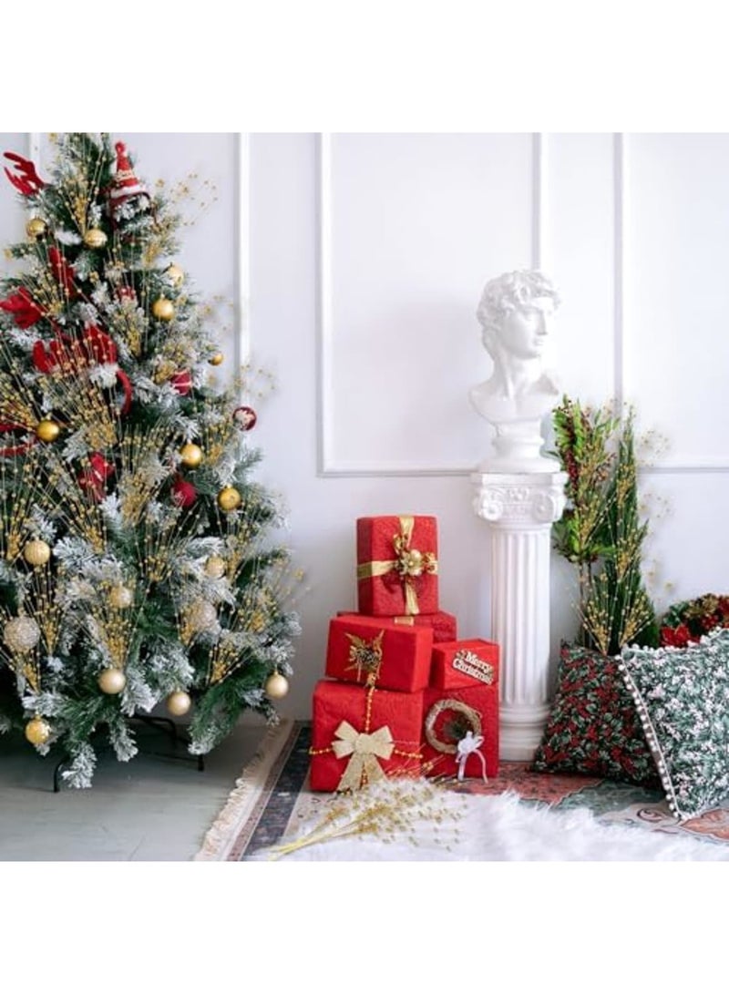 SYOSI 15 Pack Artificial Glitter Berry Stem Ornaments 17 Inches Fake Picks Decorative Glitter Sticks for Tree DIY Wreath Crafts Gift Fireplace Holiday Home Decor (Gold) - Image 3