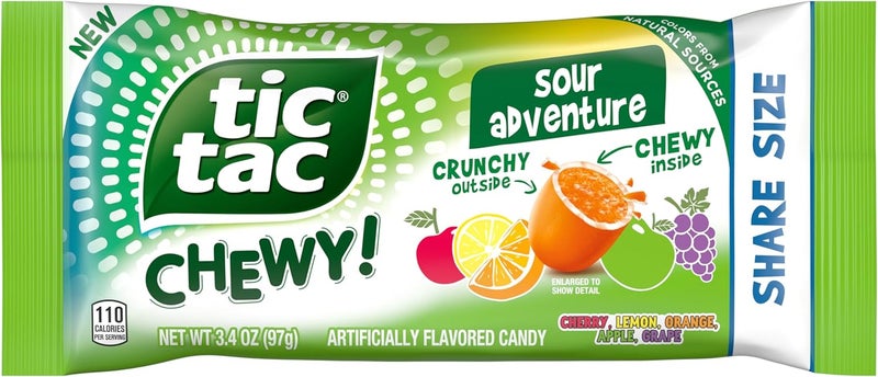 Tic Tac Chewy Sour Adventure Share Size Candy, 3.42 Ounce