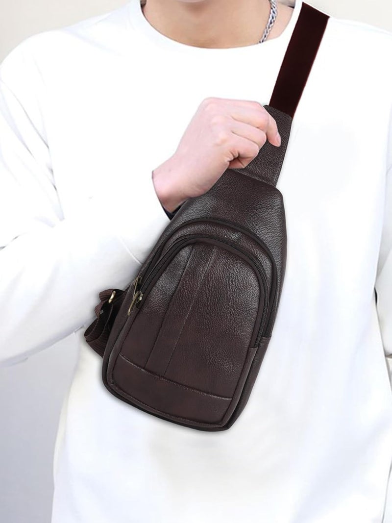 HALFMOON Echelon Crossbody Sling Bag for Men Slim Vegan Leather Chest Bag for Men Women for Upto 8-inch iPad Small Shoulder Side Bag Water-resistant Mobile Passport Bag Travel Office - Image 2